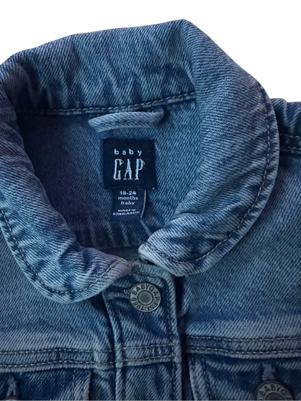 GAP Girls' Denim Jacket in Medium Blue with Puff Shoulders